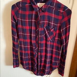 Arizona Jean Company Men's Red and Blue Plaid Shirt